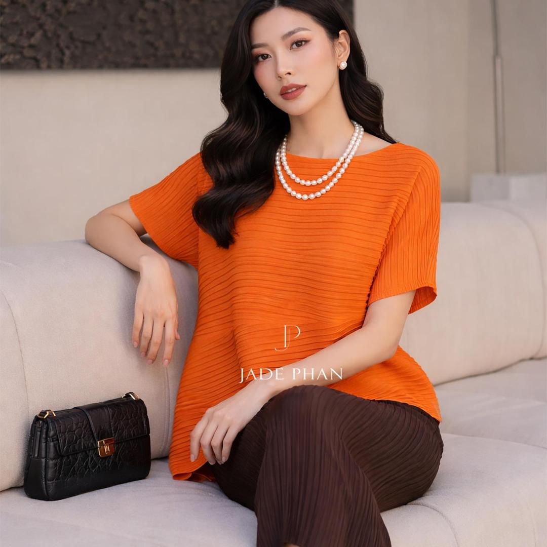 Set gồm áo và chân váymix màu, áo xếp ly tà chéo và chân váy ống suông xẻ cạnh bắp chân dập ly cao cấp nhiều màu Katle Audora — ảnh 15