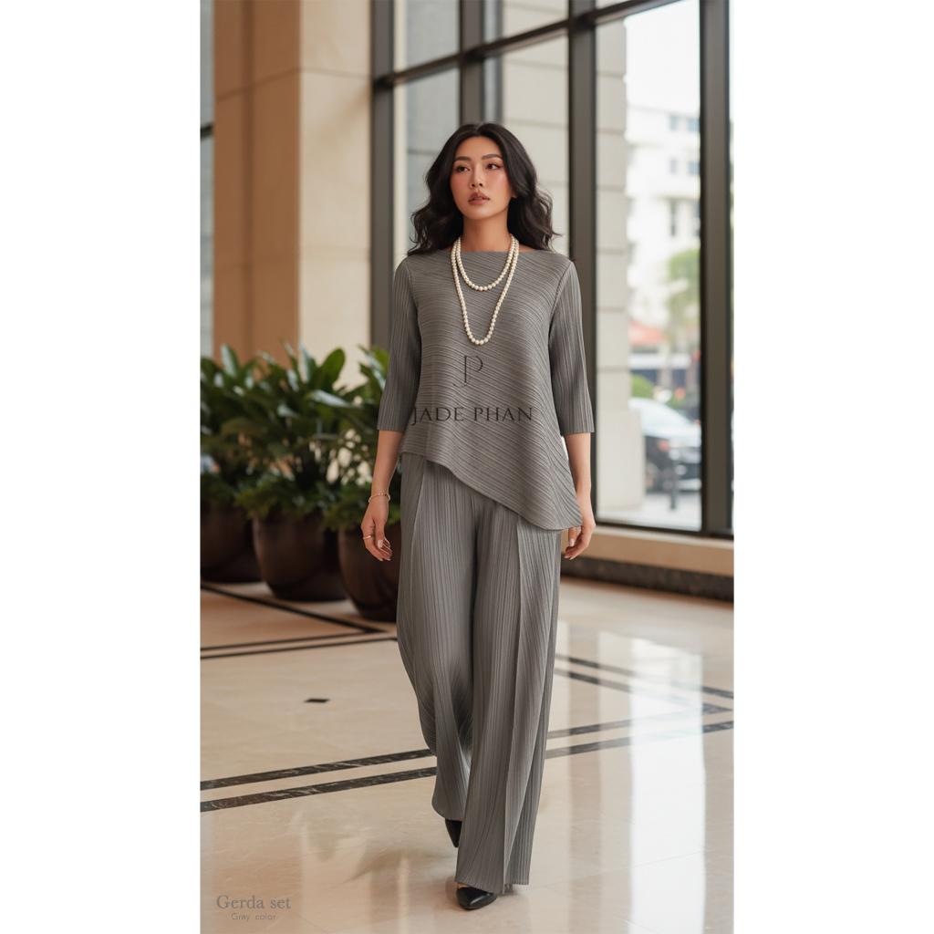 Set quần áo Gerda dập ly cao cấp JADEPHAN freesize thanh lịch — ảnh 13
