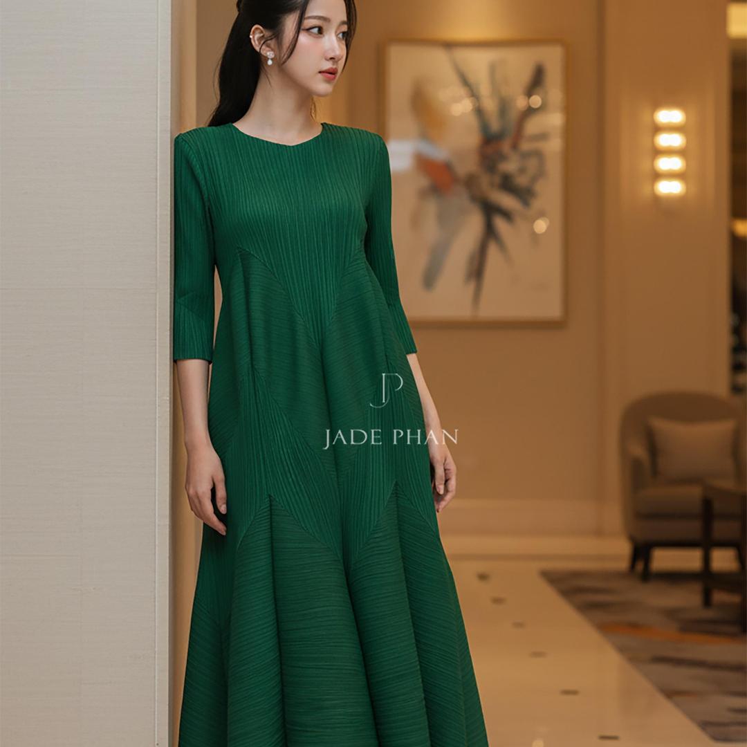 Váy Doris dập ly cao cấp JADEPHAN xếp ly lò xo nhiều màu — ảnh 42