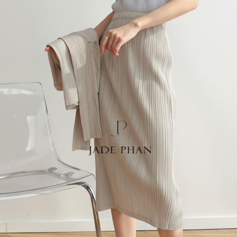 Chân váy Holly XẺ SAU xếp ly, dáng ngắn và dài, chân váy midi nữ dập ly cao cấp không nhăn nhiều màu 76cm 86cm — ảnh 11