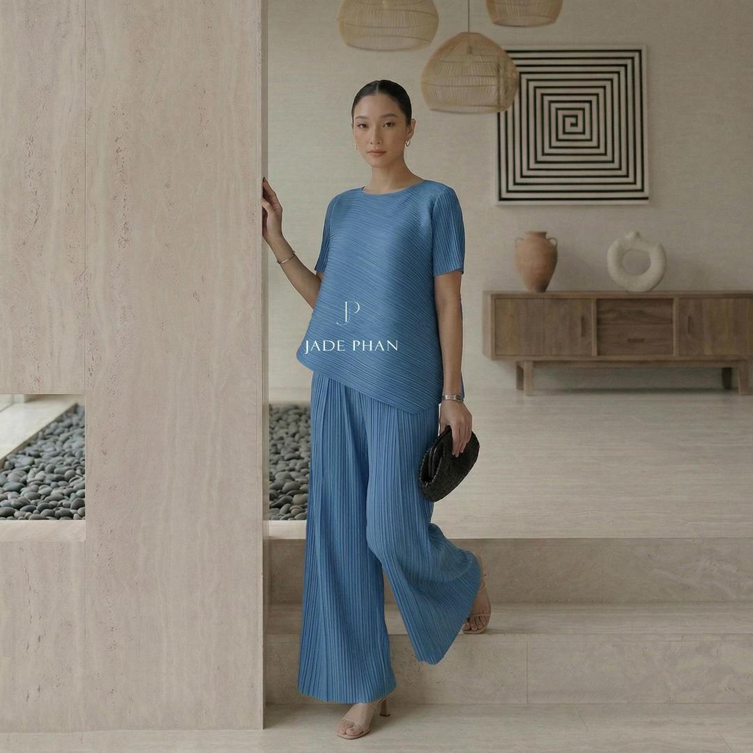 Set gồm áo và quầnđồng màu dập ly cao cấp, bộ quần áo freesize chuẩn form thanh lịch nhiều màu Jennie Gerda — ảnh 17