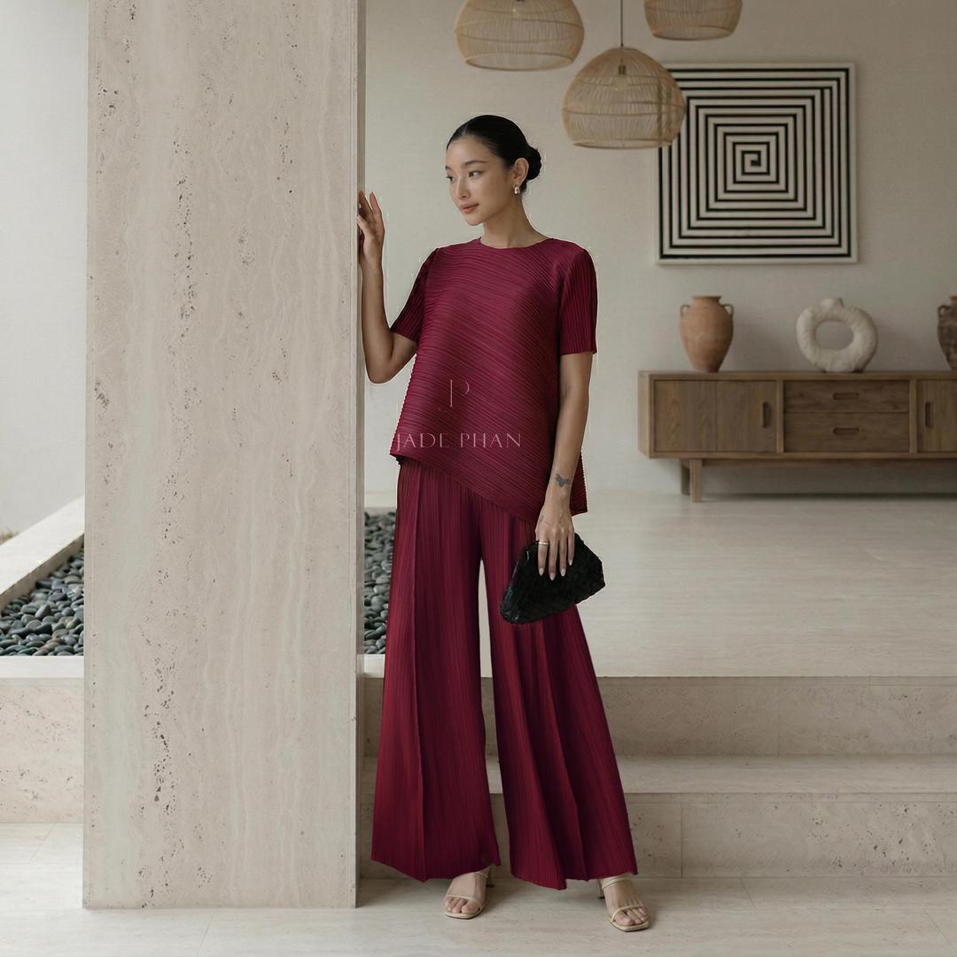Set gồm áo và quầnđồng màu dập ly cao cấp, bộ quần áo freesize chuẩn form thanh lịch nhiều màu Jennie Gerda — ảnh 14