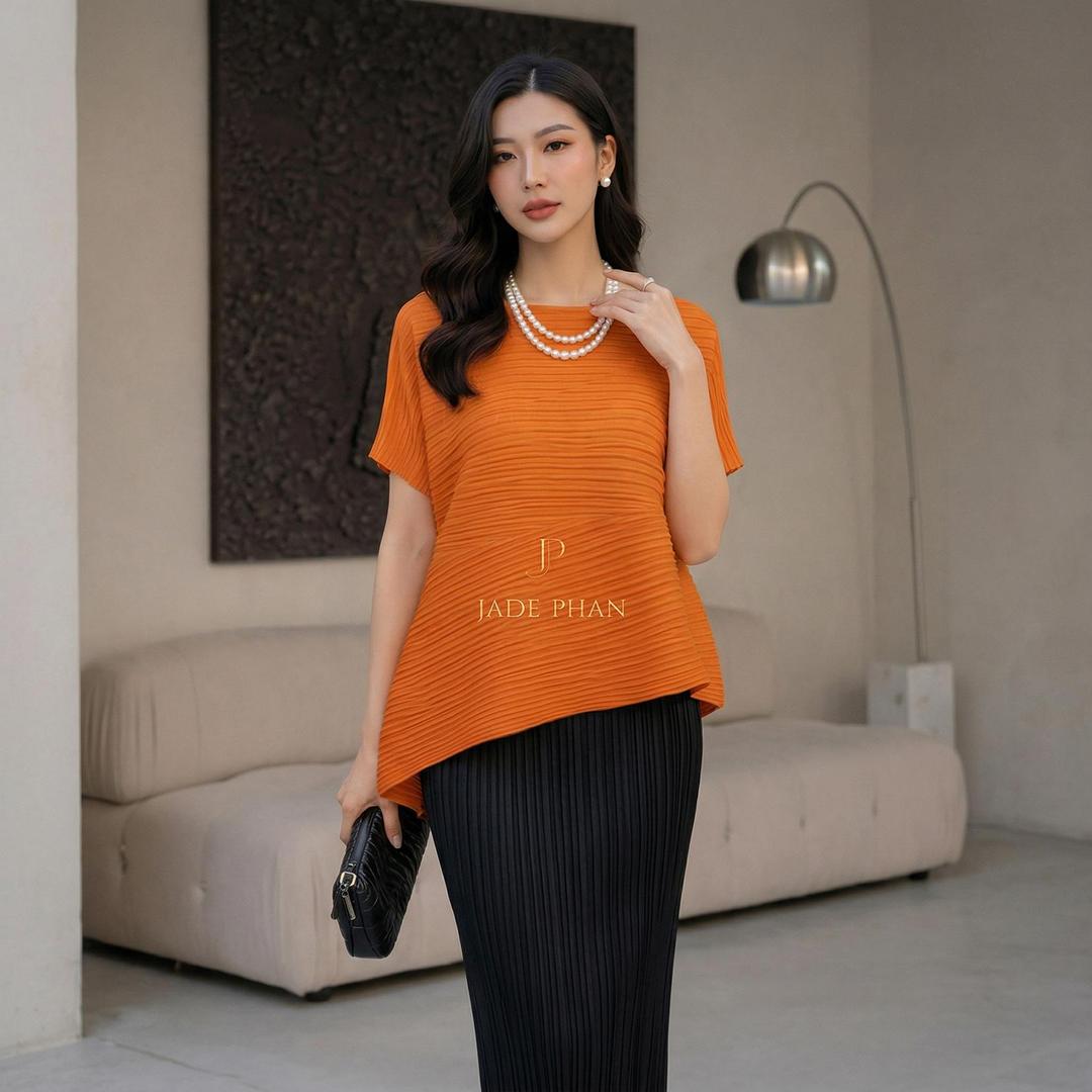 Set gồm áo và chân váyxếp ly, bộ áo và chân váy xẻ sau dập ly nhiều màu Katle Holly — ảnh 5
