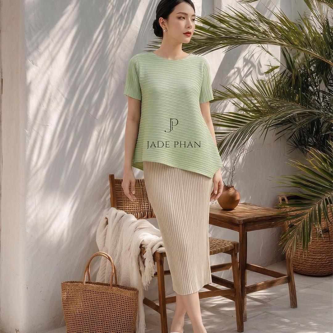 Set gồm áo và chân váymix màu, bộ áo và chân váy midi nữ thanh lịch nhiều màu Jennie Holly — ảnh 20