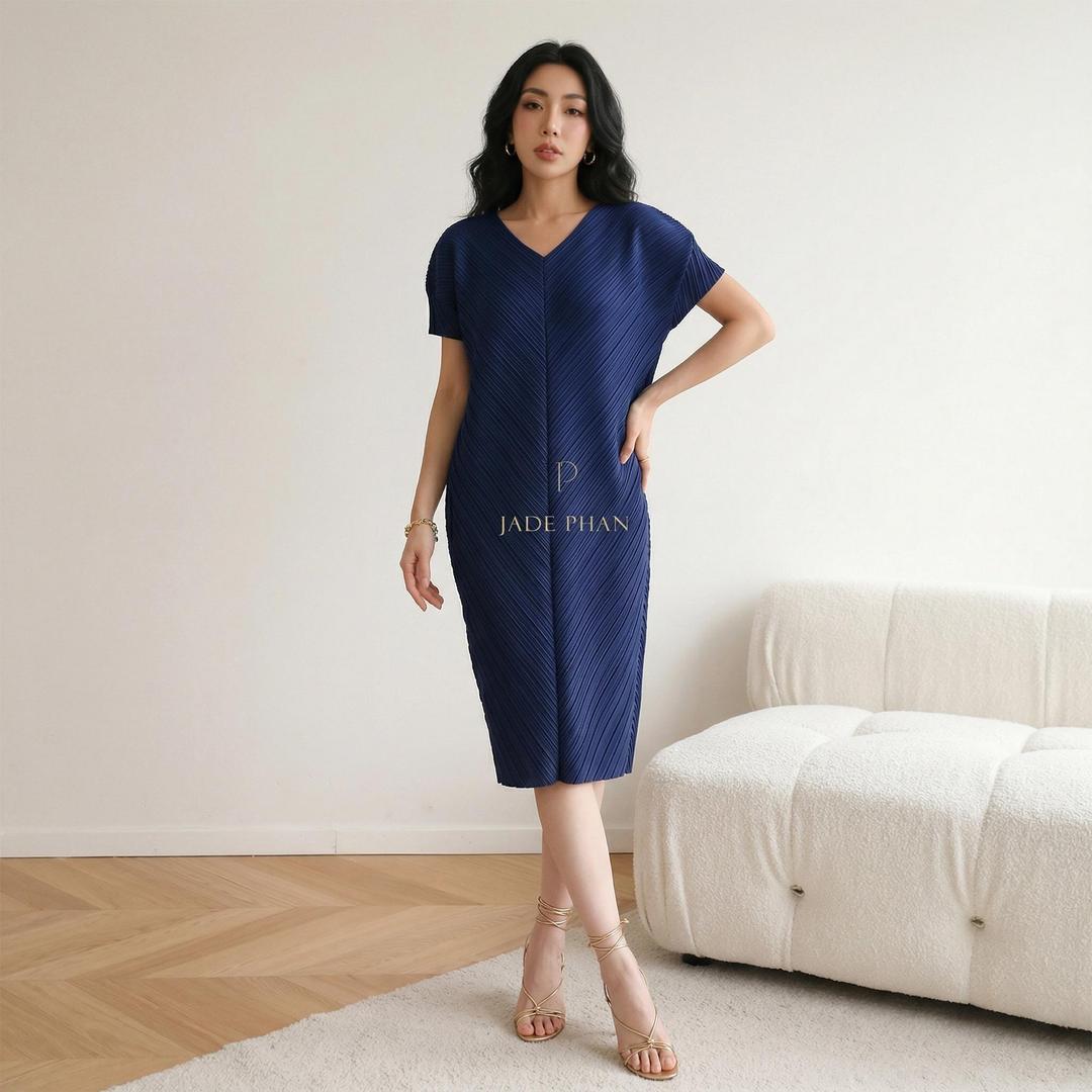 Váy Boise dập ly cao cấp JADEPHAN xếp ly lò xo — ảnh 3