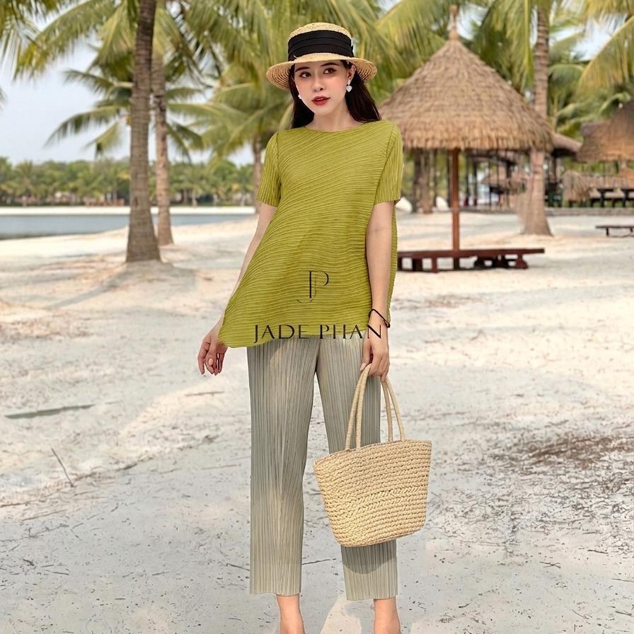Set gồm áo và quầnmix màu, bộ quần áo xếp ly lò xo thanh lịch Jennie Daisy — ảnh 3