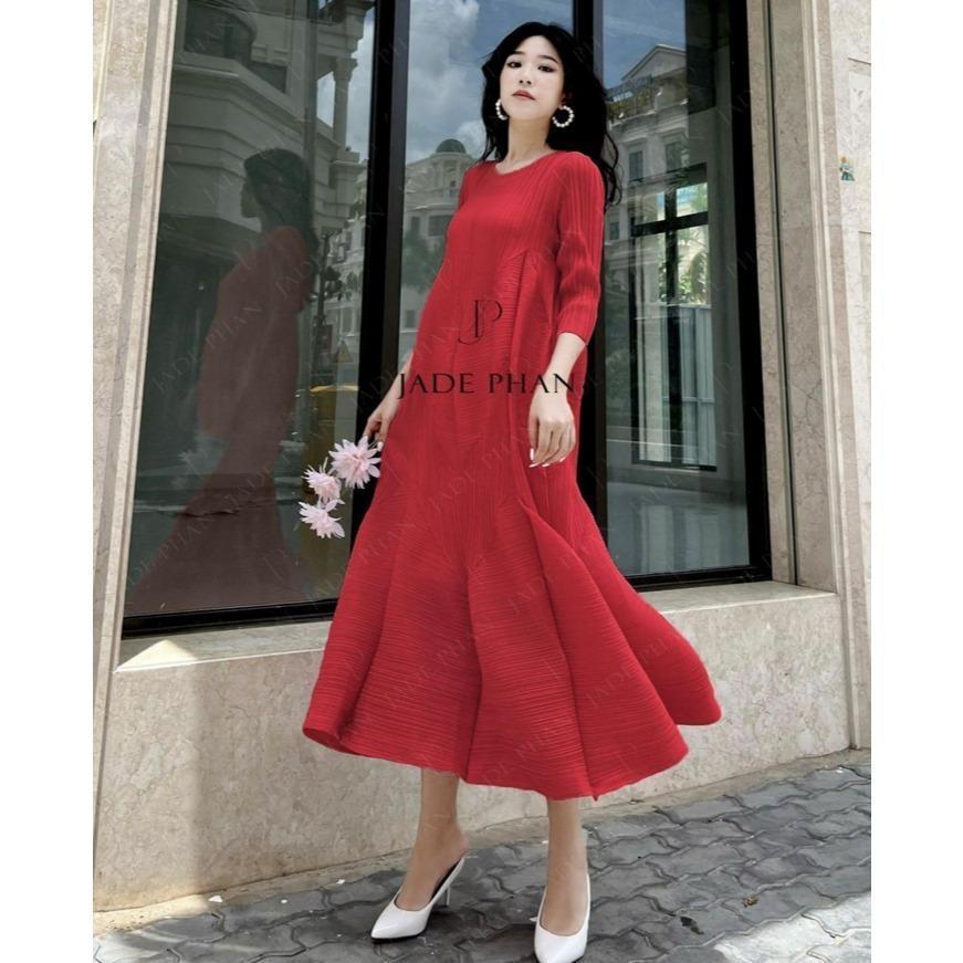 Váy Doris dập ly cao cấp JADEPHAN xếp ly lò xo nhiều màu — ảnh 4