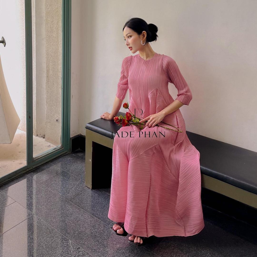 Váy Doris dập ly cao cấp JADEPHAN xếp ly lò xo nhiều màu — ảnh 8