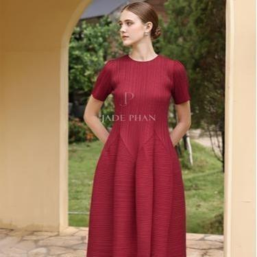 Váy Alice dập ly cao cấp JADEPHAN xếp ly lò xo thanh lịch — ảnh 2