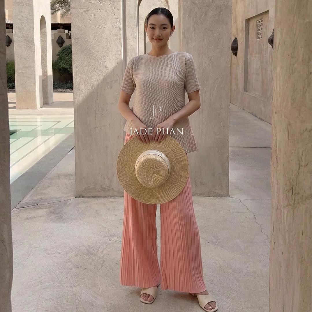 Set gồm áo và quầnmix màu, bộ quần áo xếp ly chuẩn form thanh lịch Jennie Gerda — ảnh 3