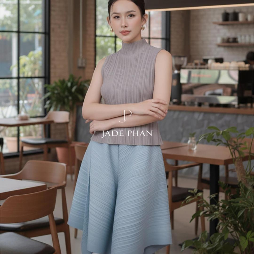 Set gồm áo và chân váy, bộ áo và chân váy xếp ly nữ cao cấp nhiều màu Onni Emma — ảnh 4