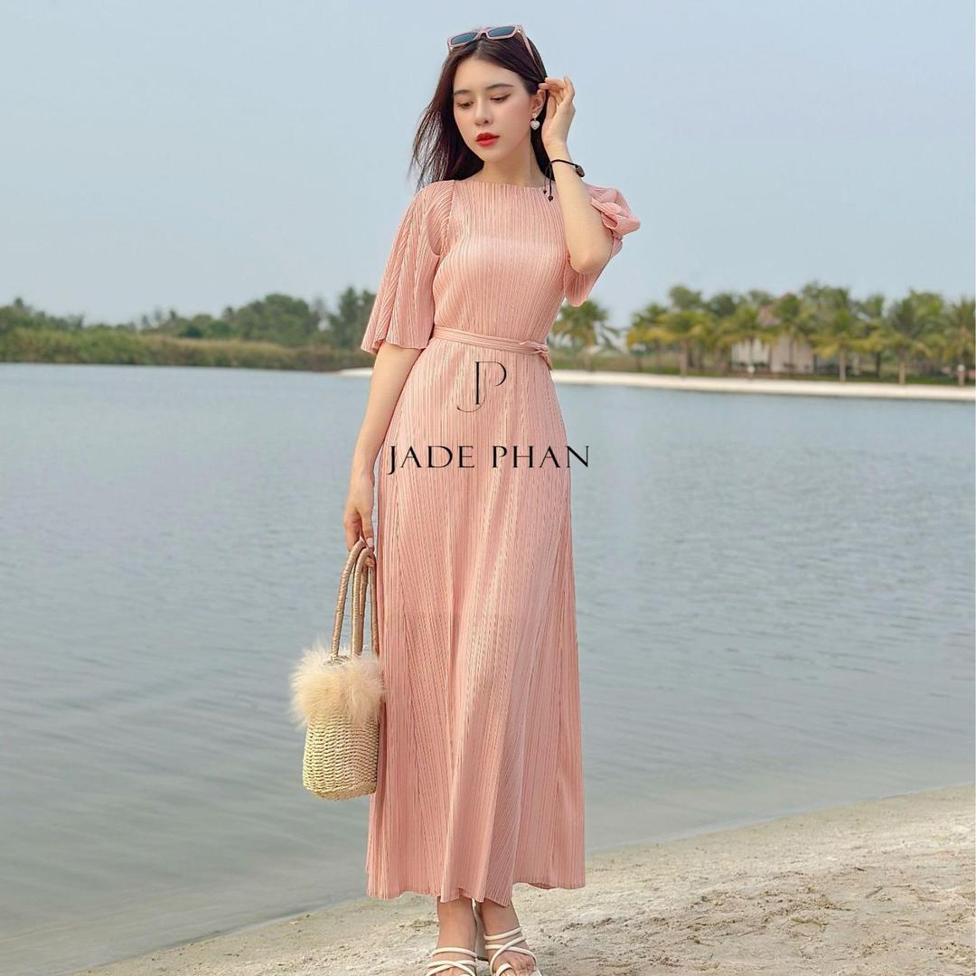 Váy Charisse dập ly cao cấp JADEPHAN xếp ly lò xo — ảnh 7