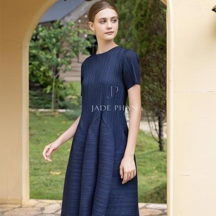 Váy Alice dập ly cao cấp JADEPHAN xếp ly lò xo thanh lịch — ảnh 5