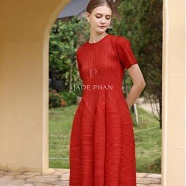 Váy Alice dập ly cao cấp JADEPHAN xếp ly lò xo thanh lịch — ảnh 8
