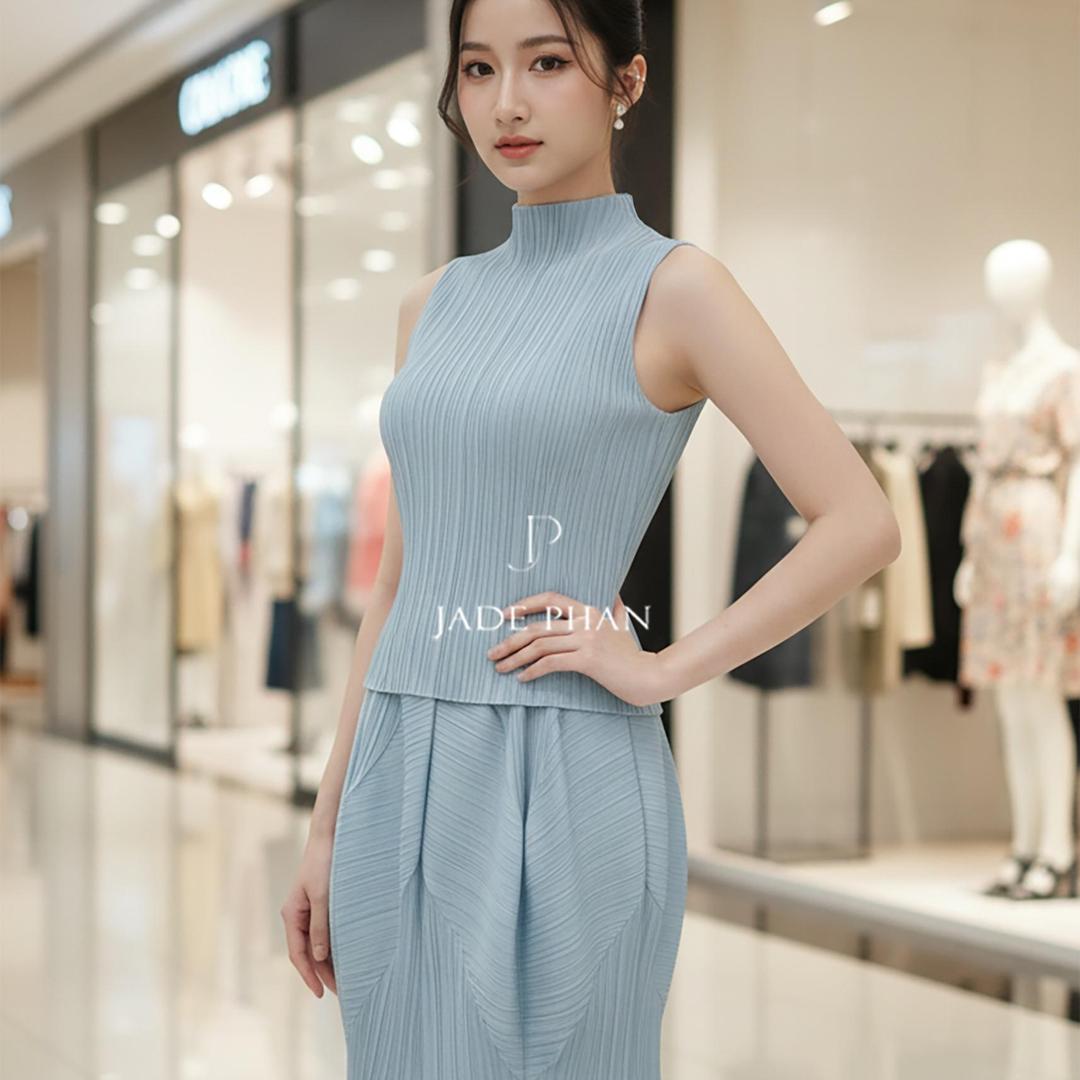 Set gồm áo và chân váy, bộ áo và chân váy xếp ly thanh lịch nhiều màu Onni Emily — ảnh 4