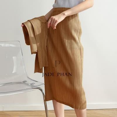 Chân váy Audora XẺ CẠNH xếp ly nữ ống suông, chân váy midi nữ dập ly cao cấp không nhăn nhiều màu 76cm — ảnh 13