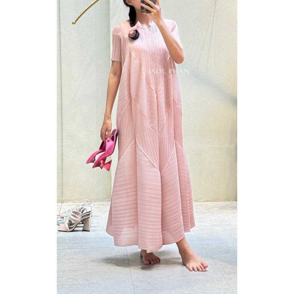 Váy Rose dập ly cao cấp JADEPHAN xếp ly lò xo thanh lịch — ảnh 8