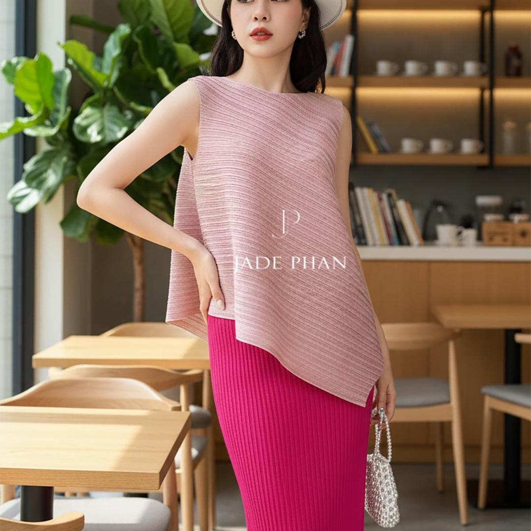 Set gồm áo và chân váy, bộ áo và chân váy midi chuẩn form thanh lịch nhiều màu Léa Holly — ảnh 3
