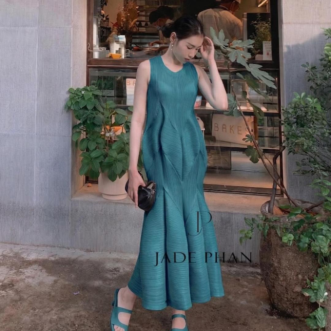 Váy Jeunesse dập ly cao cấp JADEPHAN thanh lịch nhiều màu dáng lồng đèn, đuôi cá, lò xo — ảnh 3