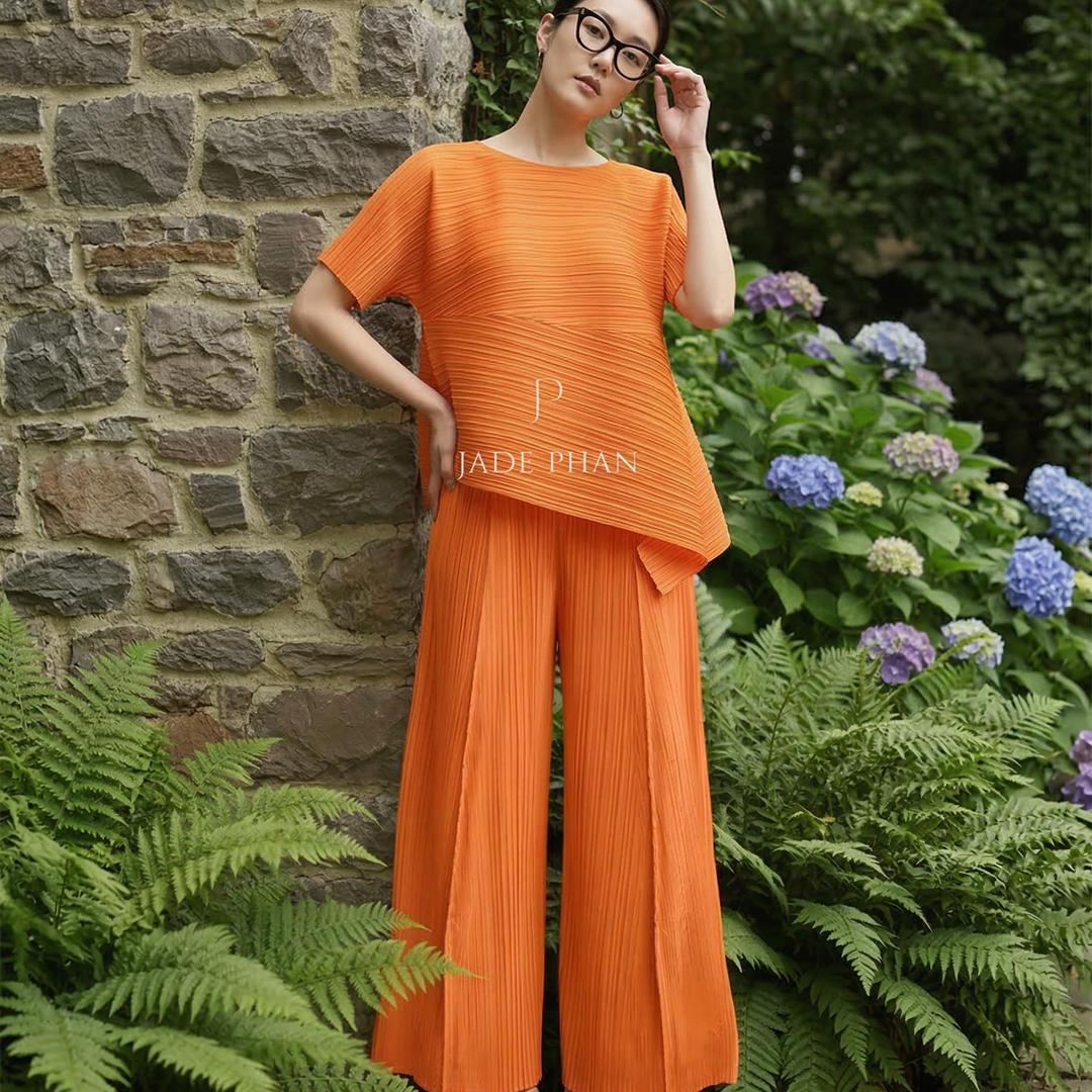 Set gồm áo và quần, bộ quần áo xếp ly cao cấp sang trọng chuẩn form Katle Gerda — ảnh 2