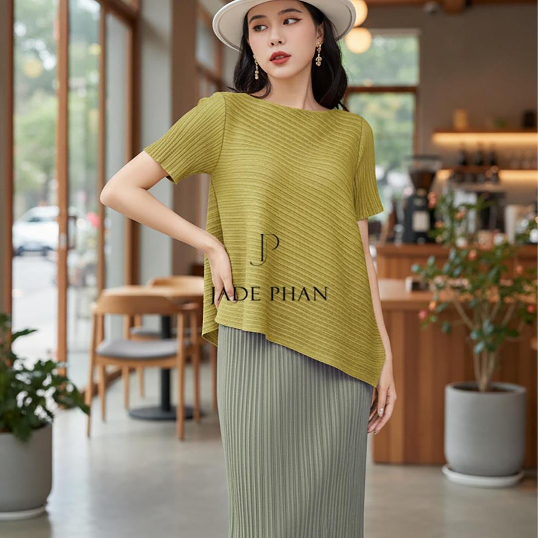 Set gồm áo và chân váymix màu, bộ áo và chân váy midi nữ thanh lịch nhiều màu Jennie Holly — ảnh 11