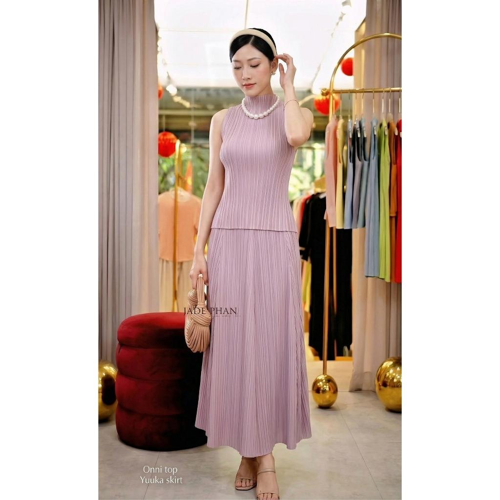 Set gồm áo và chân váy, bộ áo cổ lọ và chân váy xếp ly cao cấp Onni Yuuka chân váy xòe chữ A — ảnh 6
