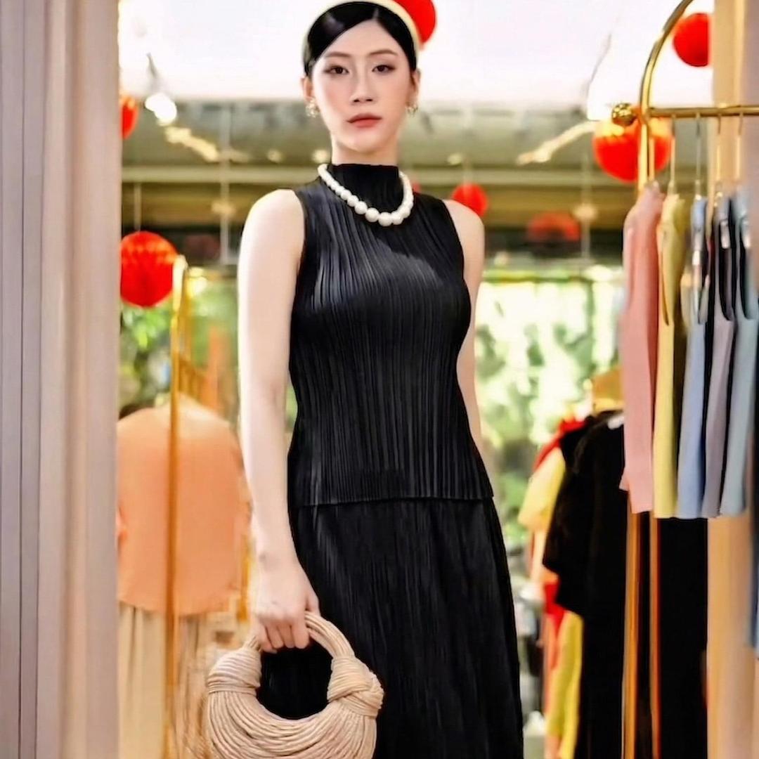 Set gồm áo và chân váy, bộ áo cổ lọ và chân váy xòe chữ A thanh lịch nhiều màu Onni Yuuka — ảnh 8