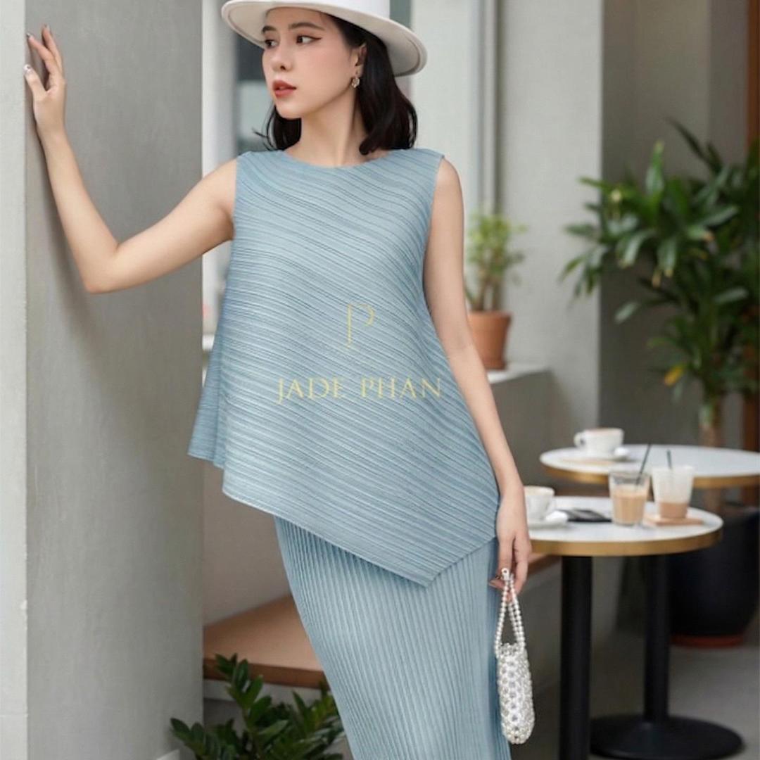 Set gồm áo và chân váy, bộ áo và chân váy midi chuẩn form thanh lịch nhiều màu Léa Holly — ảnh 10