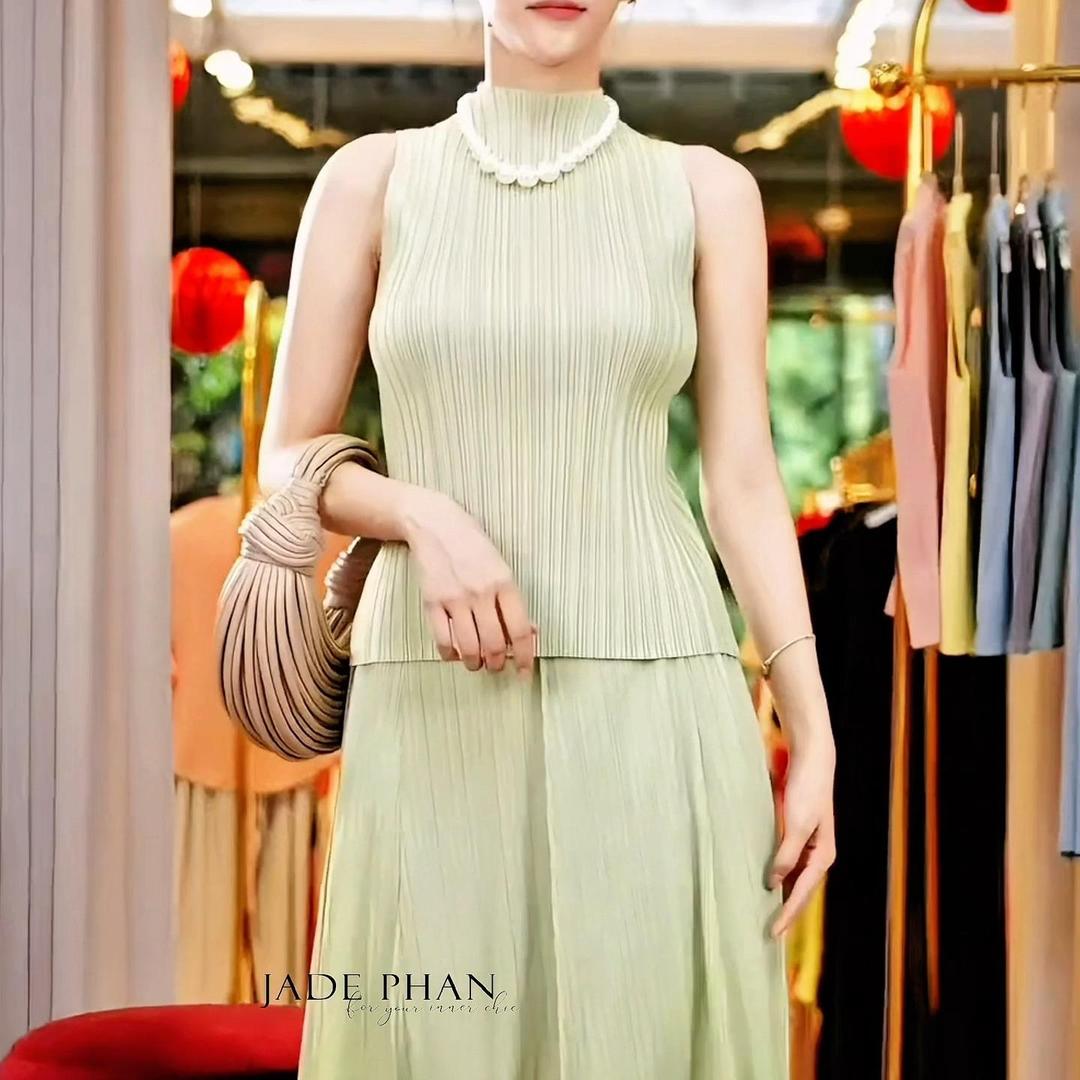 Set gồm áo và chân váy, bộ áo cổ lọ và chân váy xòe chữ A thanh lịch nhiều màu Onni Yuuka — ảnh 2