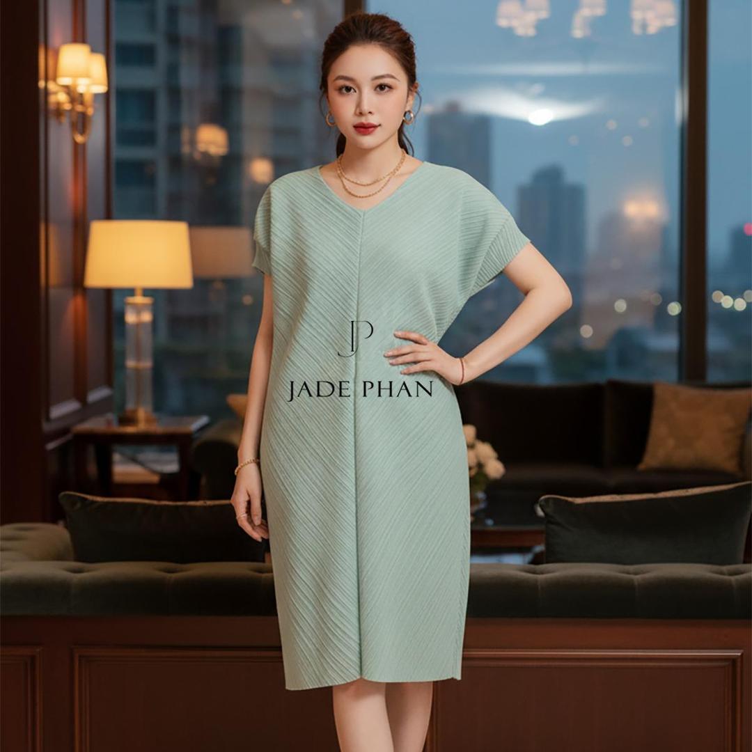 Váy Boise dập ly cao cấp JADEPHAN xếp ly lò xo — ảnh 18