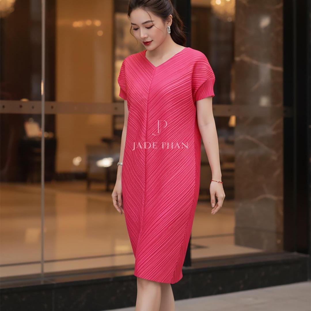 Váy Boise dập ly cao cấp JADEPHAN xếp ly lò xo — ảnh 12