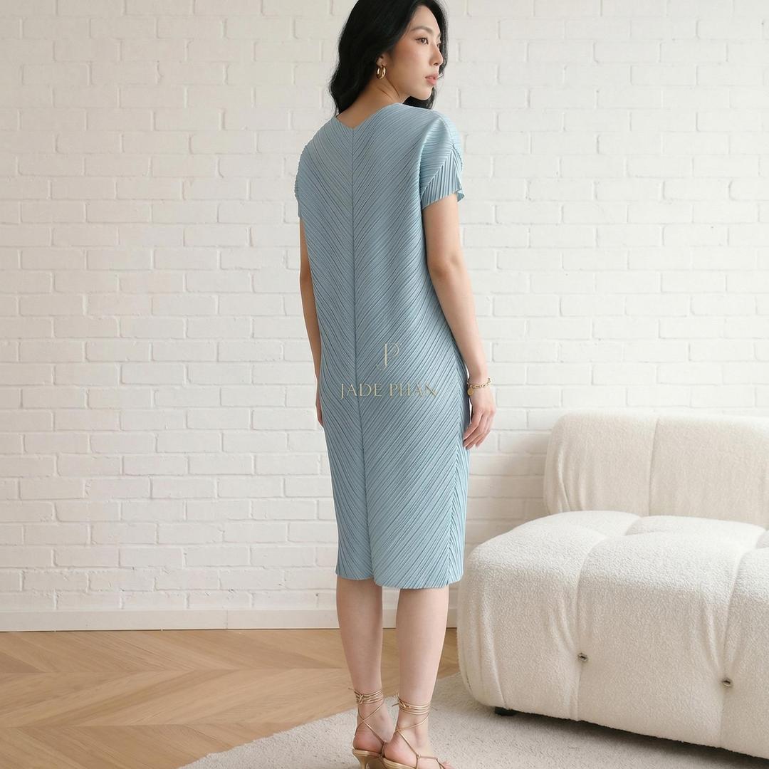 Váy Boise dập ly cao cấp JADEPHAN xếp ly lò xo