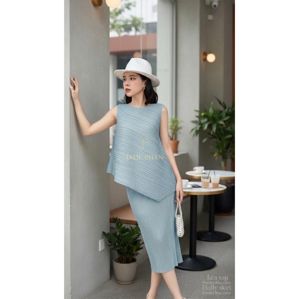 Set gồm áo và chân váy, bộ áo và chân váy midi chuẩn form thanh lịch nhiều màu Léa Holly