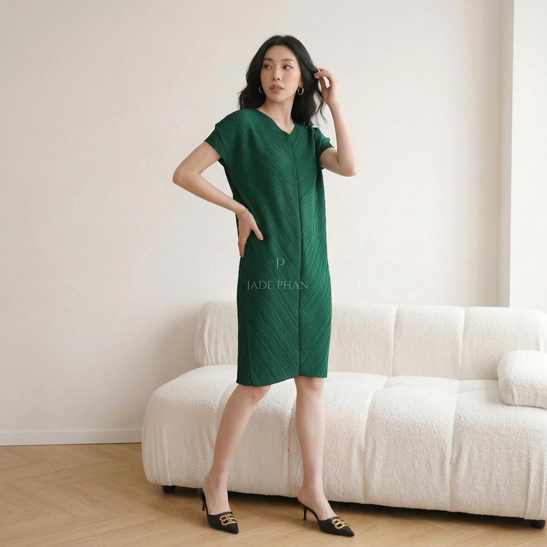Váy Boise dập ly cao cấp JADEPHAN xếp ly lò xo — ảnh 28