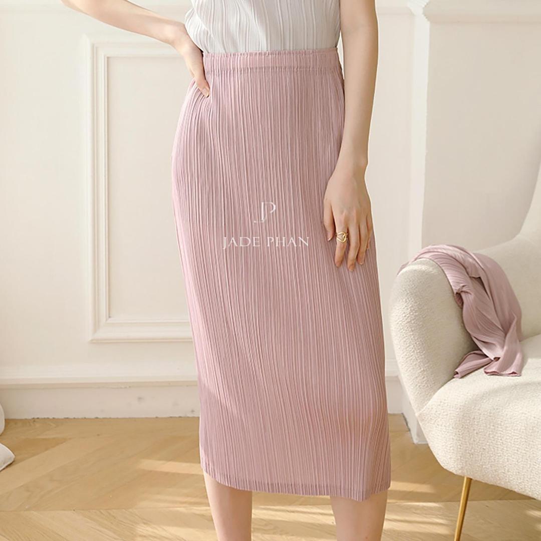 Chân váy Holly XẺ SAU xếp ly, dáng ngắn và dài, chân váy midi nữ dập ly cao cấp không nhăn nhiều màu 76cm 86cm — ảnh 4