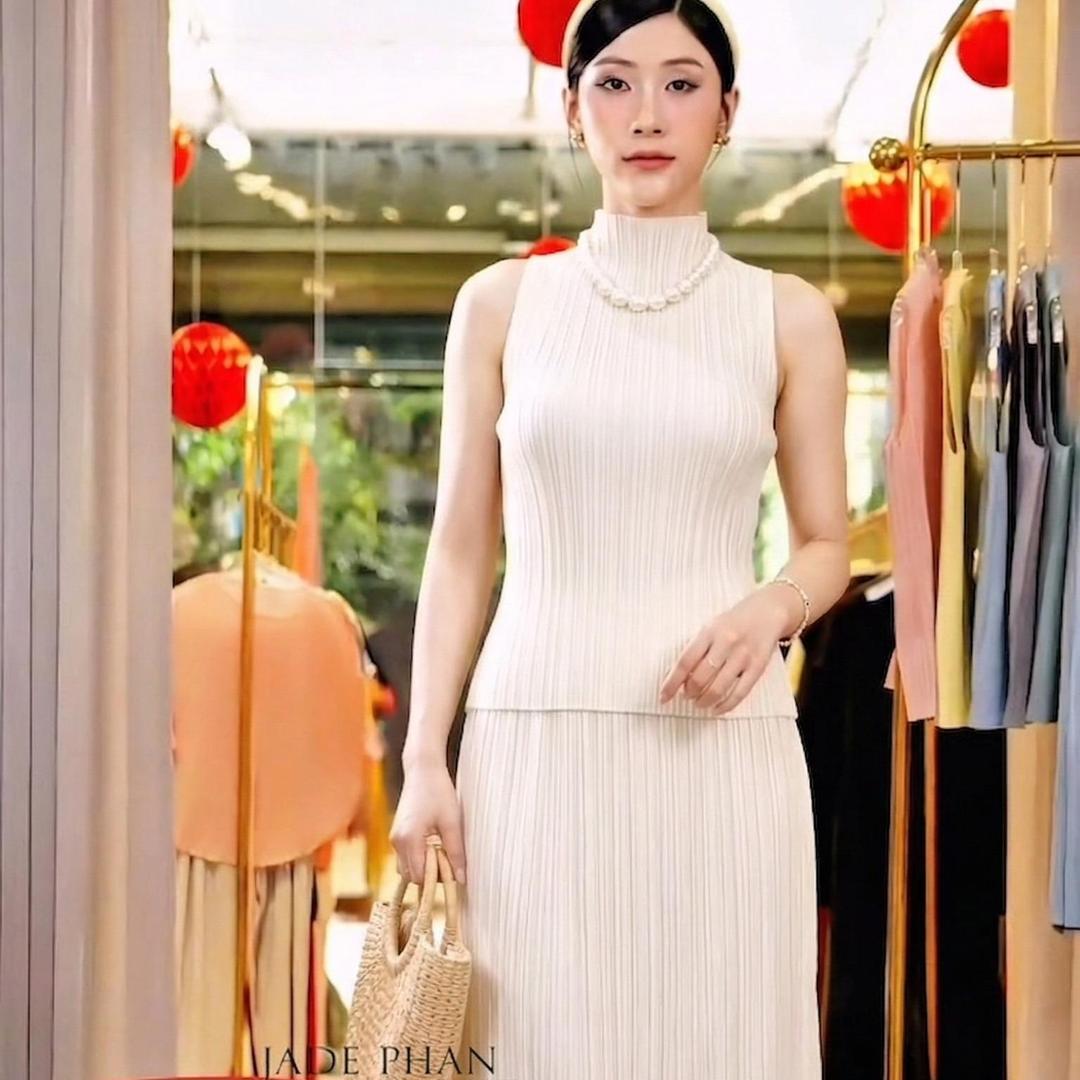 Set gồm áo và chân váy, bộ áo cổ lọ và chân váy xòe chữ A thanh lịch nhiều màu Onni Yuuka — ảnh 5