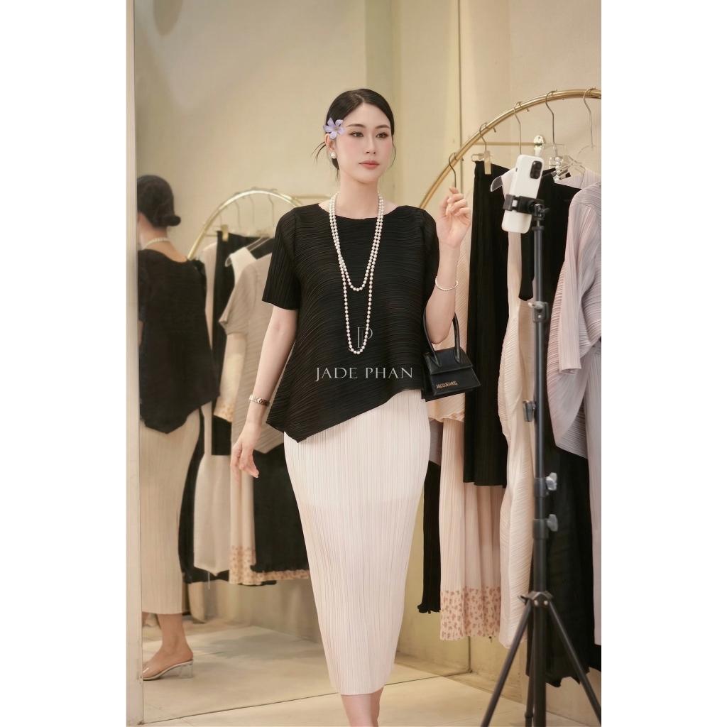 Set gồm áo và chân váymix màu, bộ áo và chân váy midi nữ thanh lịch nhiều màu Jennie Holly — ảnh 2