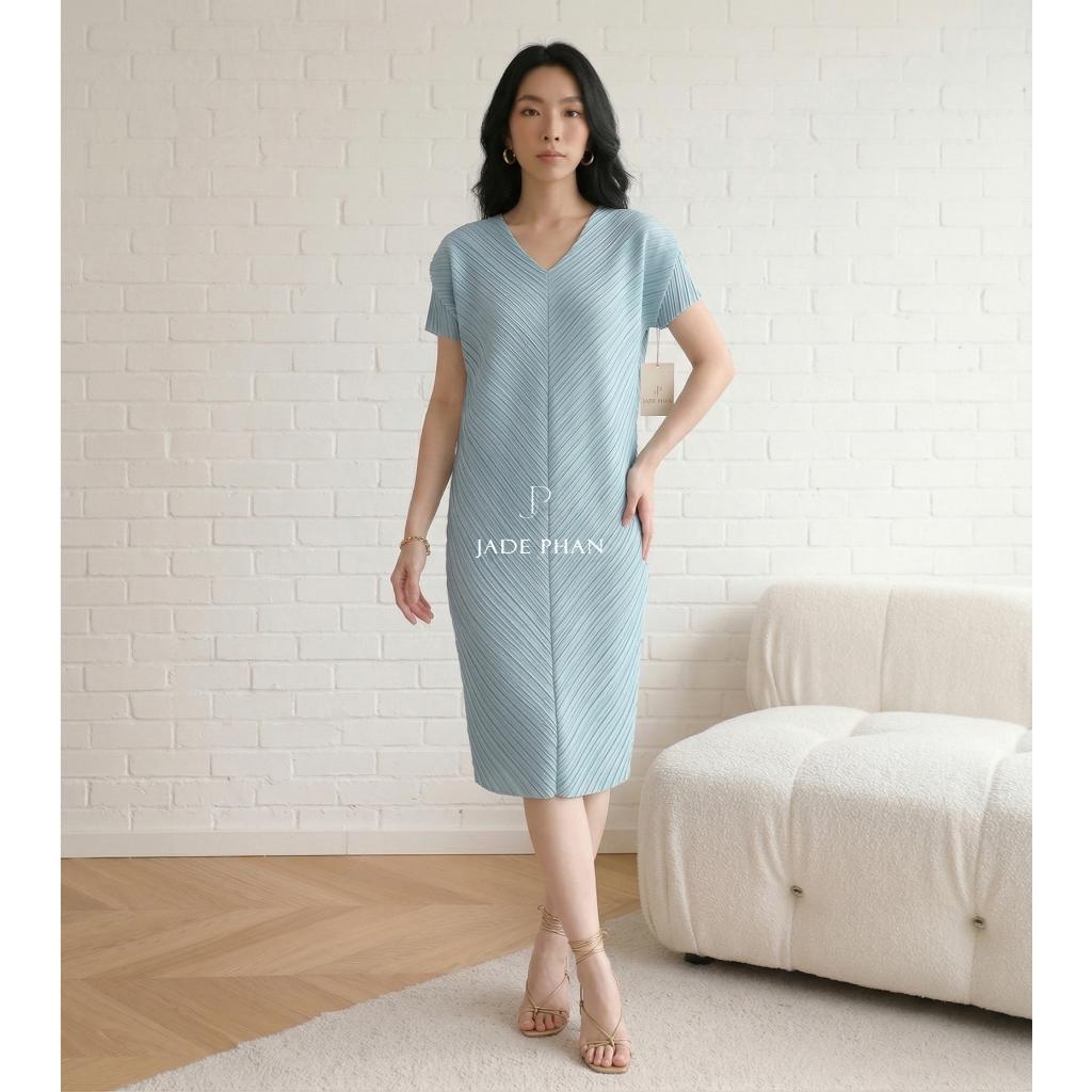 Váy Boise dập ly cao cấp JADEPHAN xếp ly lò xo
