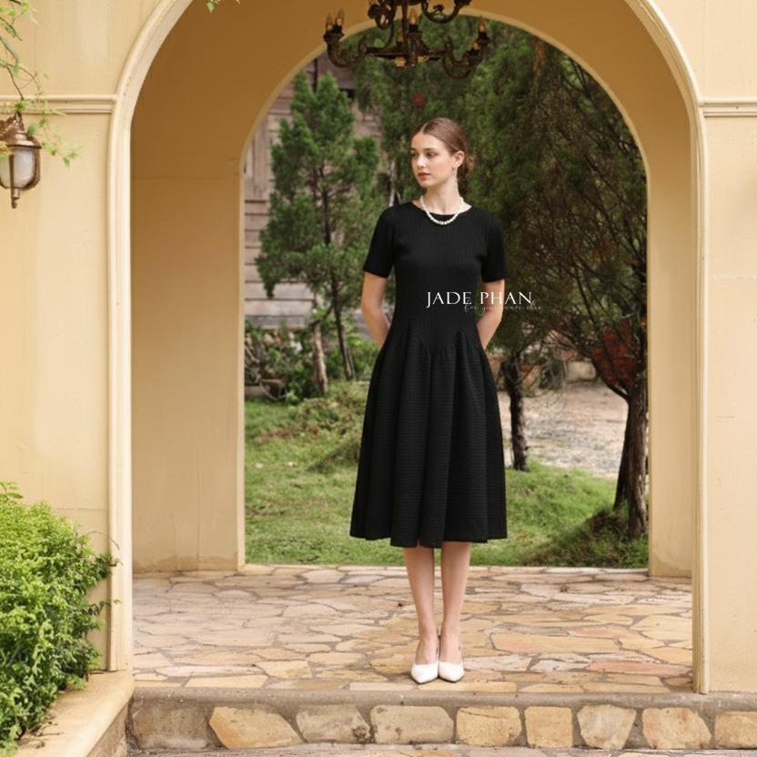 Váy Alice dập ly cao cấp JADEPHAN xếp ly lò xo thanh lịch