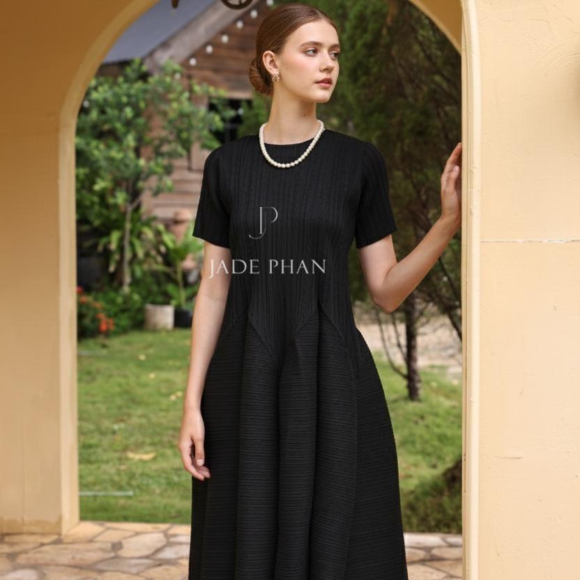 Váy Alice dập ly cao cấp JADEPHAN xếp ly lò xo thanh lịch